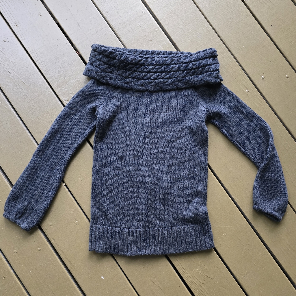Bebe Sweater Women’s Small Cowl Neck Long Sleeve Knit Charcoal